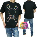 ROEN ロエン シャツ メンズ Tシャツ 半袖 芸能人 スカル/ドクロ ブランド アパレル カットソー ネオマルティ NEOMALTI SKULL ブラック 通販 S-XL ROA-019 父の日