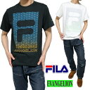 FILA/フィラ エヴァンゲリオン/EVANGELION Tシャツ グラデーション メンズ/レディース ユニセックス ヴィレ/ネルフ/WILLE/NERV ブラック ホワイト S-XL