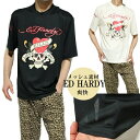 エドハーディー ed hardy Tシャツ メンズ ドライ/メッシュ スカル ドクロ tシャツ スカルtシャツ ラブキル 半袖 カットソー ブラック/クリーム ビッグサイズ/大きいサイズ M/L/XL/3L/XXL/4L 送料無料 ギフト