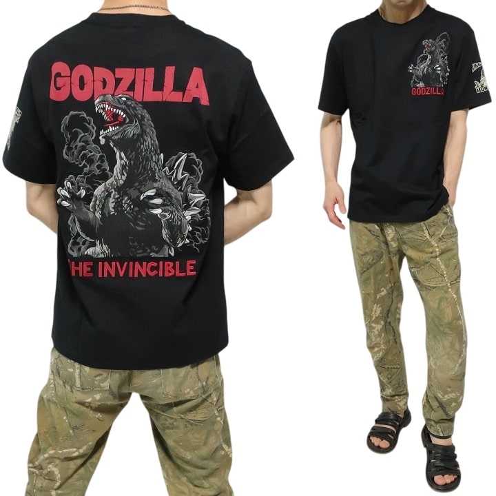 ゴジラ/Godzilla Tシャツ メンズ 刺繍 キングギドラ/King Ghidorah 半袖 メンズファッション 厚手 ブラック サイズM-L-XL GZL-2503 GZL-2504 ネバーマインド