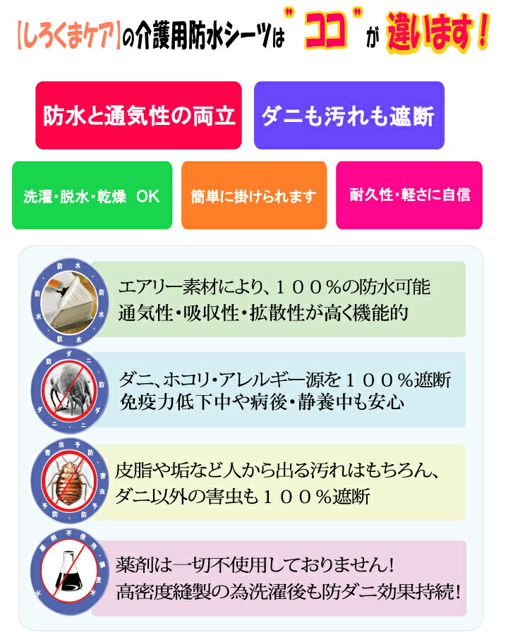 介護用 全面防水 マットレスカバー ファスナータイプ シングル 100x0x25cm 2年保証 介護シーツ シングル あす楽 介護用 防水 防ダニｗ効果 透湿性防水素材 長時間寝ていても安心 適温を保つ 介護シーツ 寝汗 黄ばみ 防水防ダニ寝具専門店しろくまケア