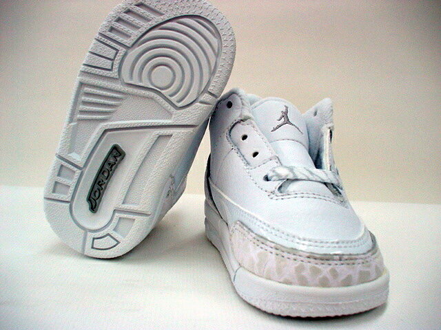 NIKE JORDAN 3 RETRO (TD)WHITE/METALLIC-SILVER