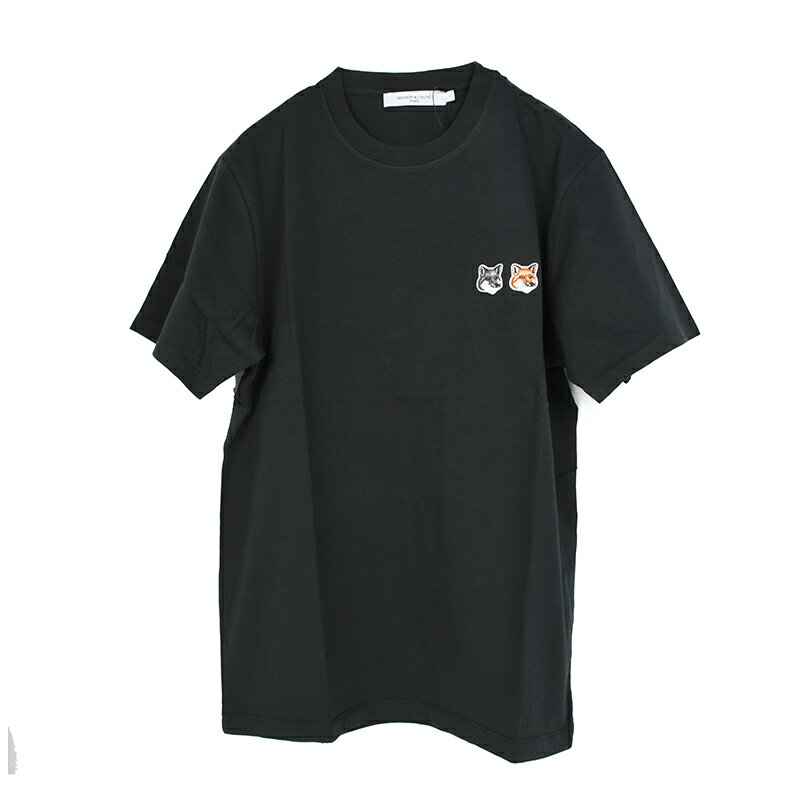 メゾンキツネ Tシャツ メンズ MAISON KITSUNE' PARIS メゾン キツネ ダブルワッペン半袖Tシャツ イタリア正規品 新品　BU00103KJ0008