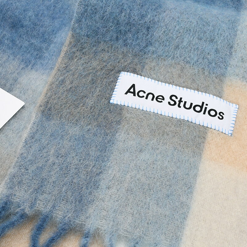 Acne Studios アクネ ストゥディオズ チェックマフラー イタリア正規品 新品 CA0084 CZ1000 BLUE