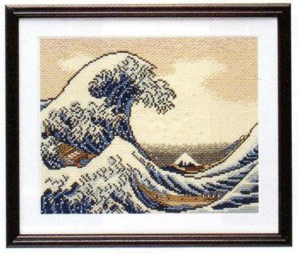 オリムパス クロスステッチ キット (北斎画) 神奈川沖浪裏 7136(ベージュ) 刺しゅう 刺繍 キット ハンドメイド