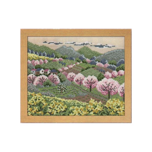 クロスステッチ キット 上級者 オノエメグミ 木々の彩り 田園の春 No.7491 ベージュ 刺繍 刺しゅう ししゅう 材料セット 手芸キット 飾り オリムパス