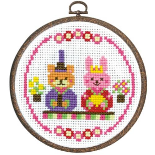 クロスステッチ キット 初心者 にこにこ雛 No.7458 雛祭り ひな祭り おひなさま ひなまつり 刺繍 刺しゅう ししゅう 材料セット 手芸キット 飾り オリムパス