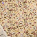 【P10倍★10/1ワンダフルデー限定】シーチング プリント 生地 (50cm単位) NN2307-12A クリーム AFTERNOON TEA アフタヌーンティー バラ 紅茶 スイーツ アンティーク ハンドメイド 手作り バッグ 雑貨