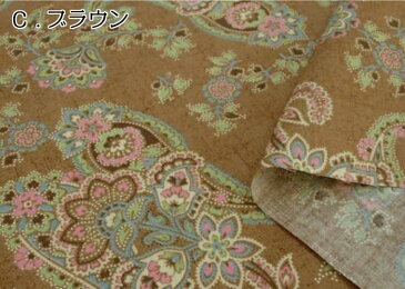 YUWA シャーティング リファインド生地 (50cm単位) Flower Paisley ブラウン KS826478-C 布 生地 パッチワーク ワンピース スカート 洋服 バッグ 小物 インテリア ハンドメイド