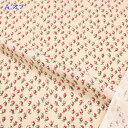 YUWA 有輪商店 シャーティング 生地 (50cm単位) 826688-A オフ ミニバラ ツボミ フラワー 花柄 お花 オフホワイト 布 ワンピース スカート パッチワーク バッグ 小物 インテリア ハンドメイド