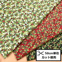 【P10倍★10/1ワンダフルデー限定】クリスマス プリント 生地 (50cm単位) HSK645 柊 ヒイラギ 赤い実 松ぼっくり Merry Christmas クリスマス Xmas レッド グリーン ハンドメイド