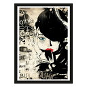 LIFEHACK/SELECT131 モノクロームの背景に、鮮やかなブルーの瞳と情熱的な赤い唇が息をのむほど際立つ アートポスター A3 A4 アートプリント ...