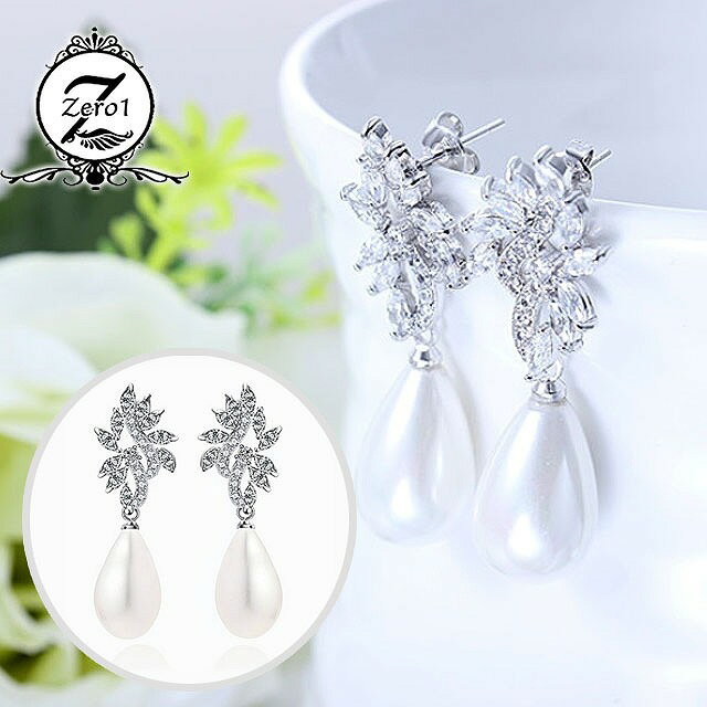 パール ピアス レディース パールピアス キュービックジルコニア 結婚式 卒業式 入学式 揺れるピアス シルバー ps007(4)