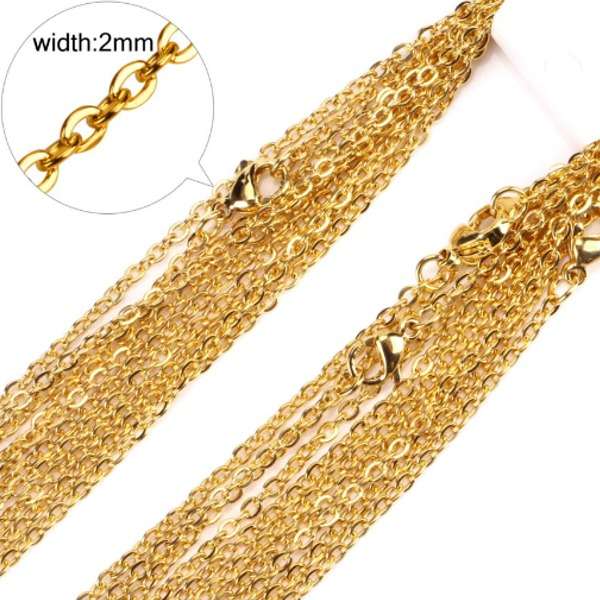 2mm幅 平あずき ゴールドチェーン ネックレス ステンレス 35cm 40cm 45cm 50cm メンズ レディース 小豆 シンプル tu2