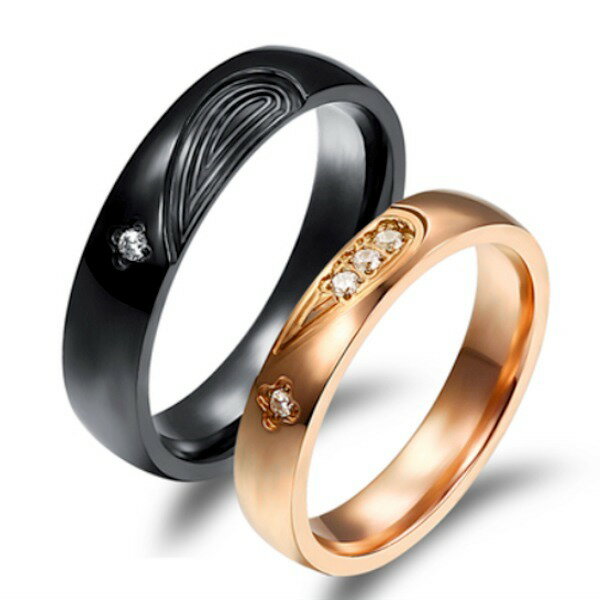 ハート ペアリング リング ステンレス ペア リング ステンレスリング アレルギーに優しい キュービックジルコニア ピンクゴールド ブラック wh2