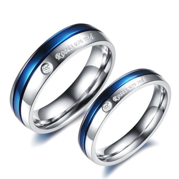 リング ペア ステンレス リング シンプル リング ペア シルバー ブルー ステンレス リング 指輪 アレルギーに優しい メンズ レディース キュービックジルコ...