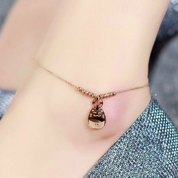 アンクレット つけっぱなし ステンレス 猫 ネコ 招き猫 ピンクゴールド おしゃれ 上品 大人 かわいい ジュエリー at029
