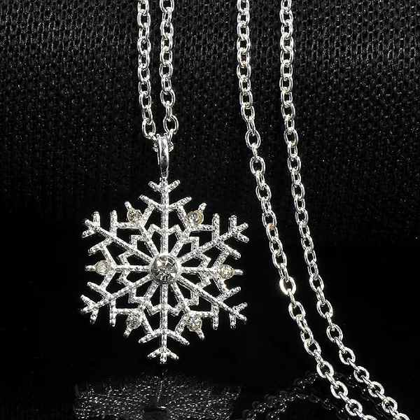 雪 ネックレス 雪の結晶 レディース 可愛い シルバー ネックレス キュービックジルコニア ペンダント シンプル 長さ調節可能 pt518