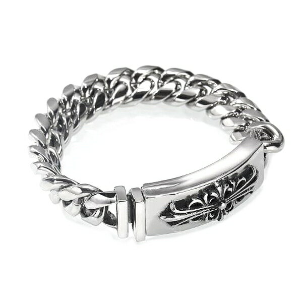 ブレスレット メンズ 太め 太い シルバーブレスレット フローラルクロス クロス ステンレスブレスレット IDブレス IDブレスレット ステンレス ブレス おしゃれ アレルギー対応 bs009