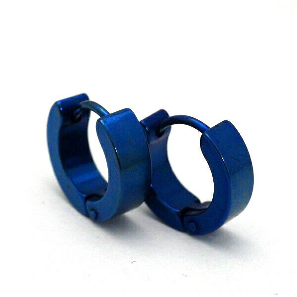 ステンレスピアス フープピアス メンズ レディース リングピアス フープ ピアス シルバー ゴールド ブラック ブルー 中折れ キャッチがいらないピアス 全4色 ok2