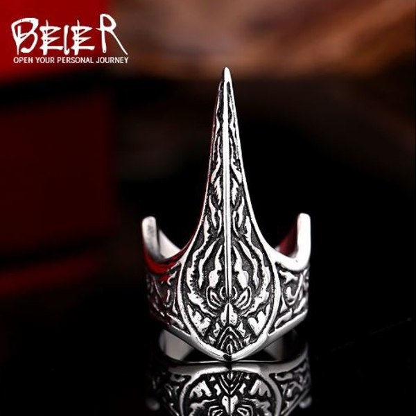 ステンレスリング メンズ 太め 指輪 シルバー リング アレルギー対応 フェザー 羽根 爪 サージカルステンレス デザインリング ゴツイ系 個性派 大きいサイズ取り扱い中 rh018