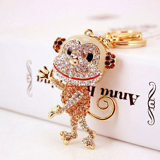 バッグチャーム かわいい キラキラ キーホルダー キーリング バッグサル 猿 モンキー ラインストーン バックチャーム デコ バッグ チャーム ky013