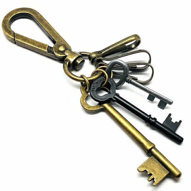 キーリング カラビナ おしゃれ キーホルダー キーチェーン ゴールド アンティークゴールド スマートキ..