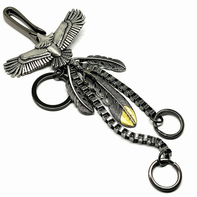 メンズ キーリング カラビナ おしゃれ フェザー キーホルダー キーチェーン シルバー ガンメタ スマートキー 車の鍵 家の鍵 全2色 ky034
