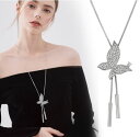 ロングネックレス キュービックジルコニア レディース ネックレス 蝶 ラリエット ラリエットネックレス ロングペンダント 結婚式 卒業式 入学式 パーティ lg...