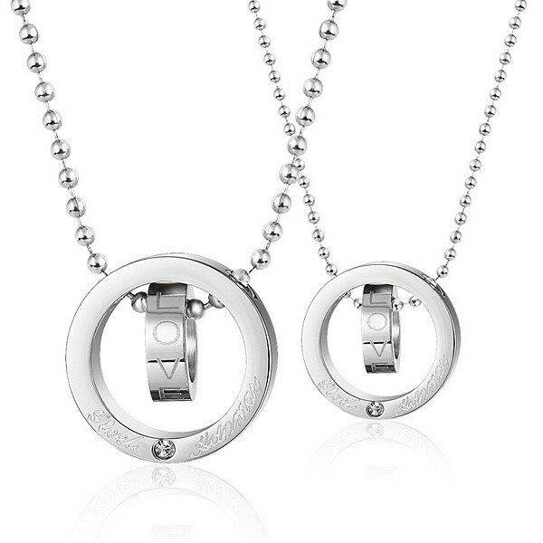 ペアネックレス ステンレス シルバー ステンレスネックレス アレルギーに優しい シンプル ペアペンダント キュービックジルコニア チェーンの長さ調節可能 ppt...