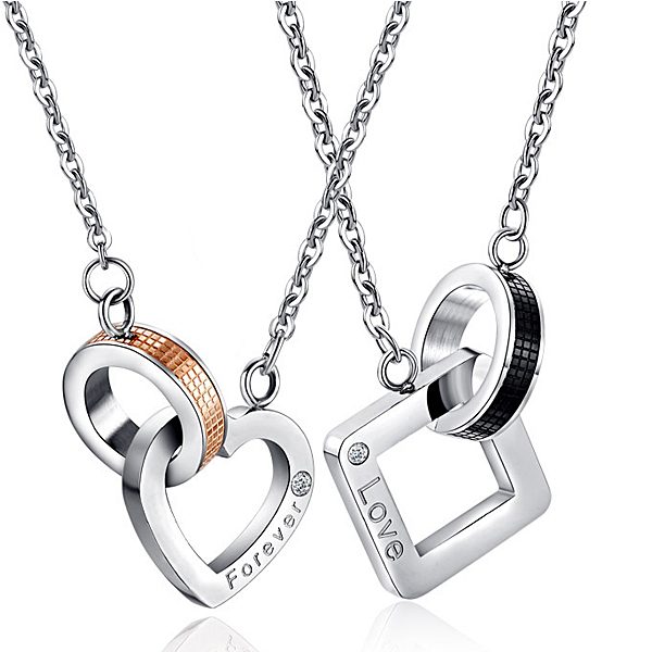 ペアネックレス アレルギーに優しい シルバー ハート ネックレス ペア ステンレスネックレス プレゼント 大人 シンプル キュービックジルコニア ペアペンダント...