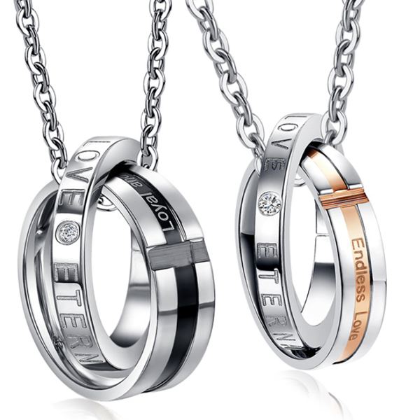 ステンレス ペアネックレス ステンレスネックレス ペア ネックレス シンプル シルバー リング リングネックレス ホワイトデー 誕生日 クリスマス アレルギーに...