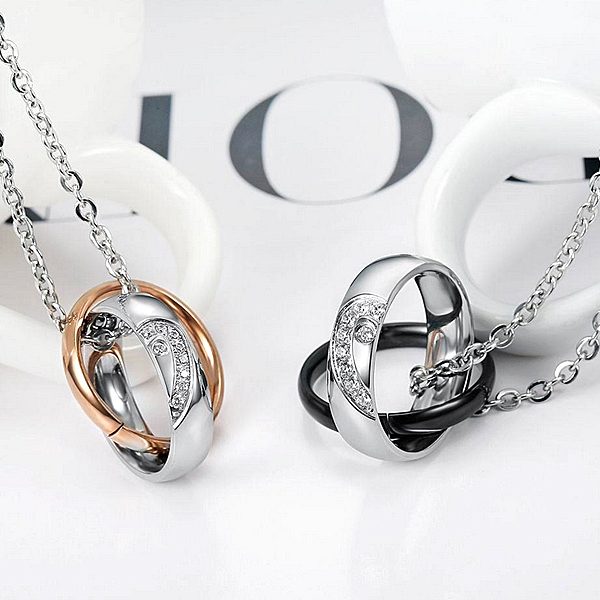 ペアネックレス ステンレスネックレス ペア ネックレス ハート アレルギーに優しい シルバー バレない ネックレス シルバー ローズゴールド チェーン 長さ調節...
