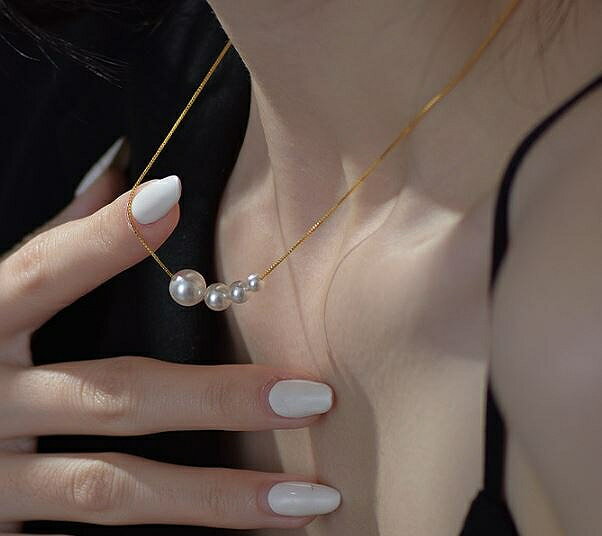 ゴールド ネックレス パール パールネックレス かわいい 可愛い ゴールドネックレス レディース ショートネックレス 細め チェーン 華奢 大人 lg013