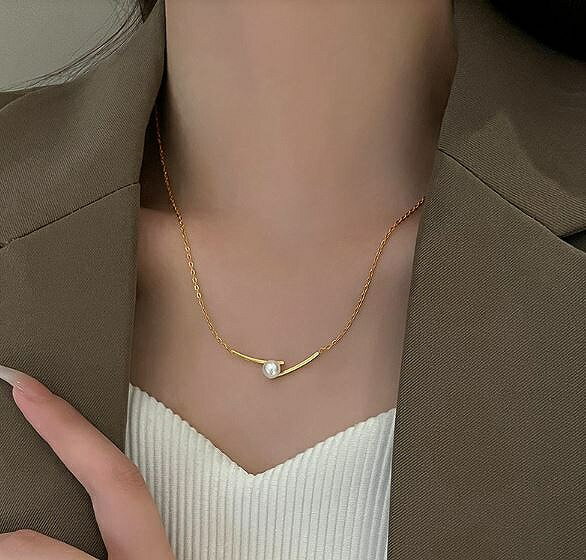 パール ネックレス レディ—ス ゴールド パールネックレス シンプル かわいい 細め ゴールドチェーン ショートネックレス プチプラ 華奢 lg01...