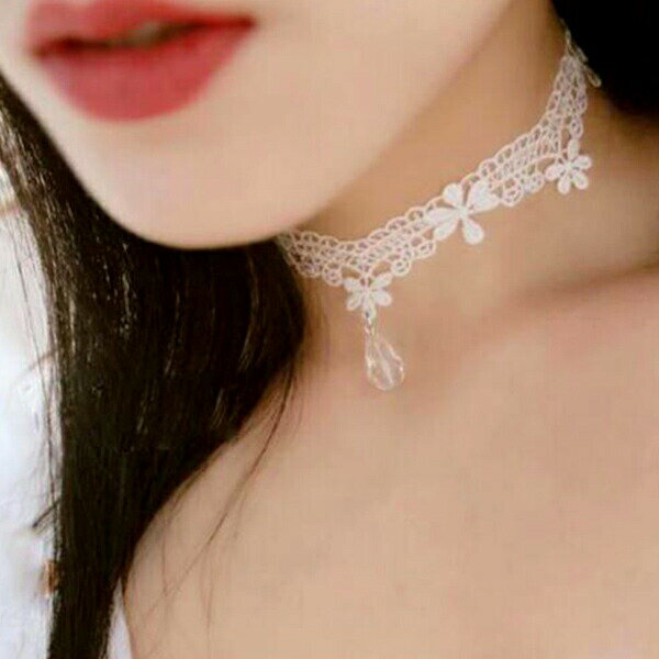 レディース チョーカー レース ホワイト ネックレス チョーカーネックレス コスプレ ホワイトレース ゴシック ロリータ ゴスロリ ハロウィン 結婚式 パーティ...