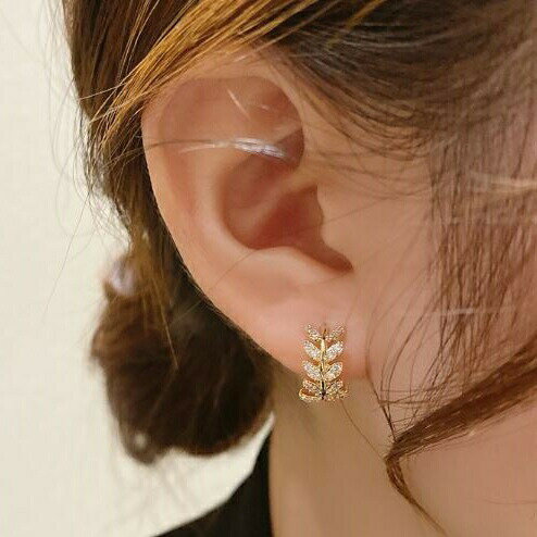 キュービックジルコニア ピアス レディース ゴールド シルバー リングピアス シンプル キャッチ不要 おしゃれ かわいい 全2色 pscc013