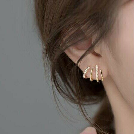 ピアス ゴールド レディース シンプル シンプルピアス キュービックジルコニア イヤーカフタイプ 大ぶり 全2色 pscc025