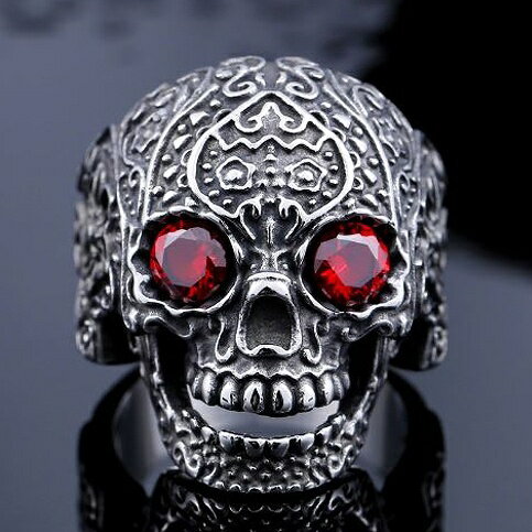 メンズ リング ステンレス 太め シルバーリング スカル 指輪 ステンレスリング かっこいい スカルリング キュービックジルコニア トライバル 大きいサイズ取り扱い中 uz2