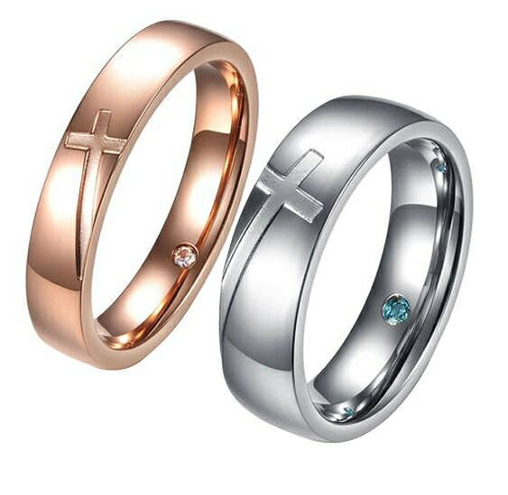 ステンレス ペアリング シルバー ステンレスリング シンプルリング ペア リング シンプル ピンクゴールド キュービックジルコニア アレルギーに優しい 単品購入...