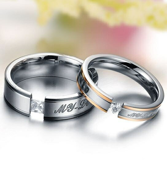 リング ペア シンプル 指輪 ペアリング ステンレスリング アレルギーに優しい ピンクゴールド ブラック シルバー キュービックジルコニア pg007