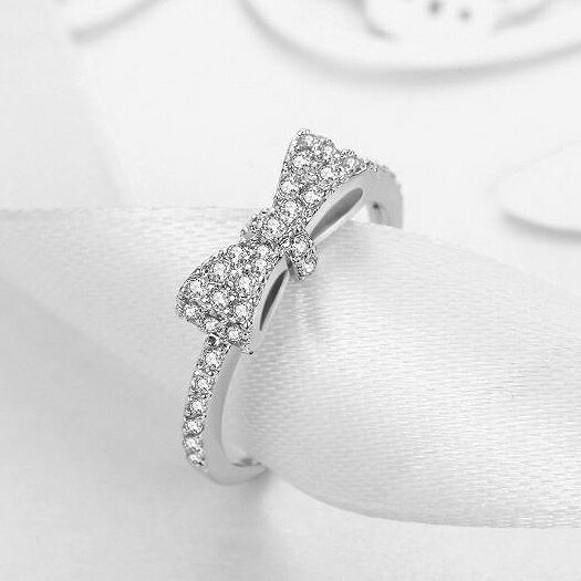 Cubic Zirconia - ジルコニア 指輪 キュービックジルコニア レディース リング ピンクゴールド シルバー 華奢 おしゃれ 可愛い キュービックジルコニア リング リボン 大人 rgcc025