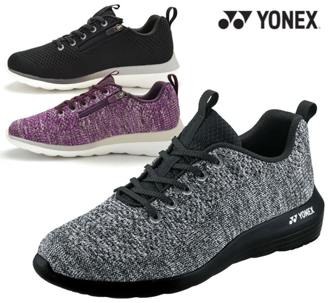 ヨネックス スニーカー レディース 【送料無料(沖縄、離島除く)】 ヨネックス YONEX L01Y パワークッション スニーカー ウォーキングシューズ ウォーキングスニーカー 運動靴 3.5E 幅広 軽量 サイドファスナー 軽い 履きやすい 歩きやすい 柔らかい レディース 婦人 靴 ダークグレー パープル ブラック