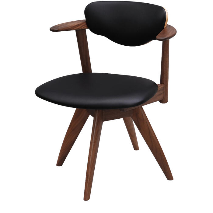 Awaza-MA02RW・腰の椅子・回転式・ウォールナット・レザー