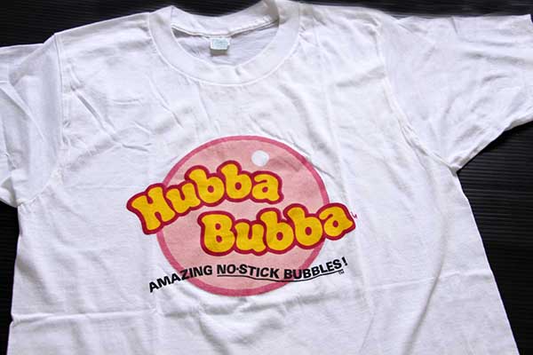デッドストック★70s USA製 Hubba Bubba 染み込みプリント Tシャツ 白 M★B【中古】
