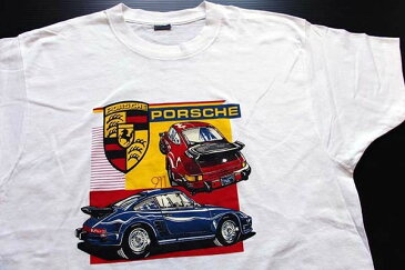 80s USA製 BVD PORSCHE ポルシェ 911 コットンTシャツ 白 XL★D【メンズ】【ビンテージ】【オールド】【カレラ】【モーター】【ドイツ】【スポーツカー】【ビッグサイズ】【アメリカ】【古着】【中古】
