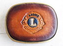 70s LIONS CLUB ロゴ刻印 ブラス×レザー バックル【中古】