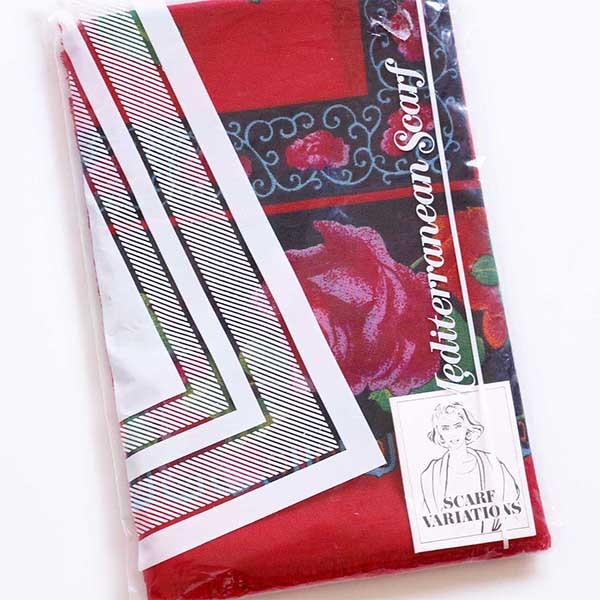 デッドストック★80s イタリア製 AVON Mediterranean Scarf フラワー柄 スカーフ★04【中古】