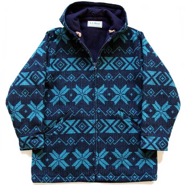 楽天Used Clothing Sixpacjoe80s L.L.Bean 雪柄 総柄 ウール ブランケット パーカー【中古】