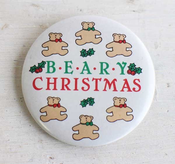 80s BEARY CHRISTMAS クリスマス 缶バッジ【中古】